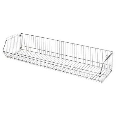 Quantum Storage Systems Modular Wire Stacking Basket, 48"W X 20"D X 9"H, 110 Lb. Capacity, Chrome Plated Finish, Nsf