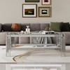 Top and Bottom Double Layer Tempered Glass Coffee Table and Mirror Finished Stainless Steel Frame - 3 of 4