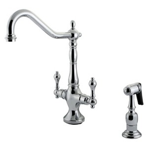 Heritage Chrome Kitchen Faucet with Solid Brass Side Sprayer - Kingston Brass, Grey