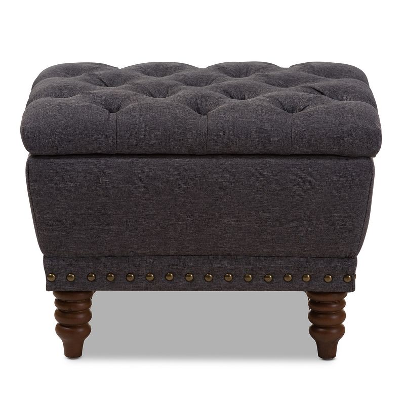 Annabelle Modern and Contemporary Wood Finish with Fabric Upholstered Button - Tufted Storage Ottoman - Baxton Studio, 3 of 9