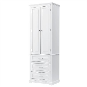 Tramull 3-Drawer Tall Storage Cabinet for Bathroom & Office, Adjustable Shelf, Sturdy MDF, Easy Assembly - 1 of 4
