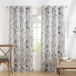 Exclusive Home Silhouette Floral Light Filtering Grommet Top Curtain Panel Pair - 1 of 4