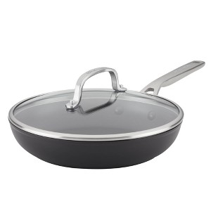 KitchenAid 10" Hard-Anodized Induction Frying Pan with Lid Matte Black - 1 of 4
