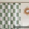 Sage Green Checkered Shower Curtain, Vintage Retro Bath Curtain, 72x72 Inch Washable Fabric. - 3 of 4