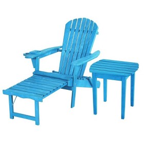 Jiallo Oceanic Collection Adirondack Chaise Lounge Chair Foldable, cup and glass holder, built in ottoman, Set of 1 Lounge chair and 1 end table - 1 of 4
