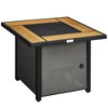 Outsunny 31.5" Propane Fire Pit Table with Lid, Square, Outdoor 50,000 BTU Gas Burner with Pulse Ignition, Rocks, Glass Guard, Waterproof Cover, Brown - 4 of 4