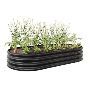 ChicFurnit Planter Oval Metal Raised Garden Bed for Growing