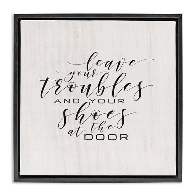 Stupell Industries Troubles & Shoes at Door, 18" x 18"
