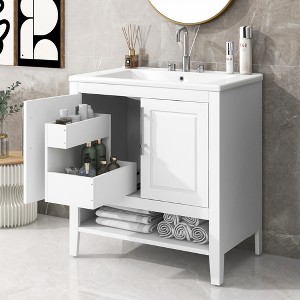 Whisen 36" Bathroom Storage Cabinet Bathroom Vanity with Ceramic Sink, Doors and Drawers - 1 of 4
