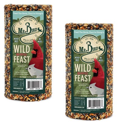 Home & Garden 8.0" Wild Bird Feast Cylinders 2 Ct Pecans, Sunflower Mr Bird  -  Bird And Wildlife Food