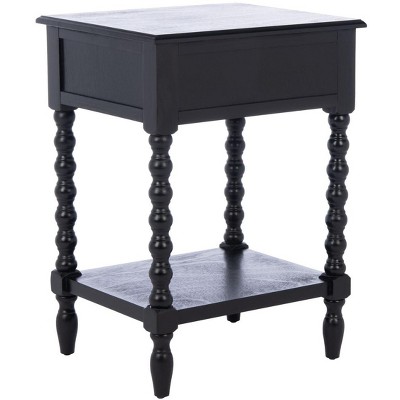 Athena Black Wood and Metal Accent Table with Storage
