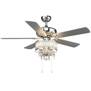 Costway 52'' Classical Crystal Ceiling Fan Lamp w/ 5 Reversible Blades Pull Chain Home - 1 of 4