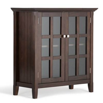 35" Normandy Low Storage Cabinet Brunette Brown - WyndenHall: Transitional Style, Glass Doors, Adjustable Shelves