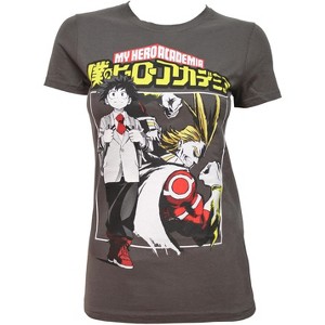 Seven Times Six My Hero Academia Adult Juniors Izuku and All Might T-Shirt Grey - 1 of 3