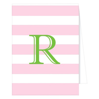 10ct 'R' Monogram Cabana Striped Collections Light Pink