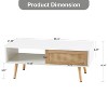 Angel Sar Rattan Coffee Table for Living Room, 41.3in Boho Farmhouse Center Table, Wood - 2 of 4
