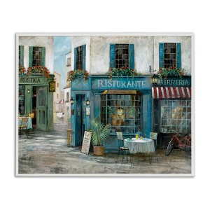 Stupell Industries Traditional Village Plaza Architecture Restaurant Patio Scene Framed Giclee Art, White, 20" x 16" - 1 of 4