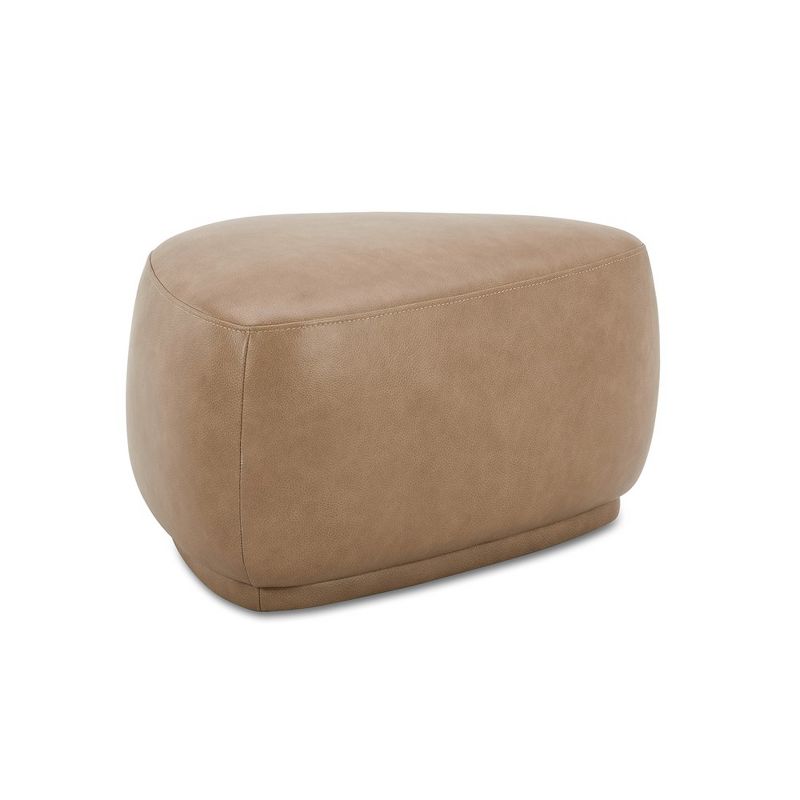 Pebble 26" Rounded Triangle Cocktail Ottoman, Tuscan Tan Brown Top Grain Leather, 3 of 7