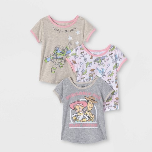 Toddler Girls' 3pk Short Sleeve Toy Story T-shirt - Pink : Target