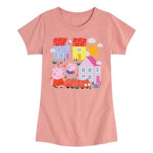 Girls' - Peppa Pig - George Houses Fitted Short Sleeve Graphic T-Shirt - 1 of 4