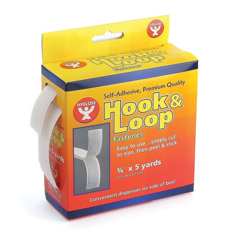 Hygloss® Self-Adhesive Hook & Loop Fastener Roll, 3/4" x 5 yds., Pack of 2, 2 of 3