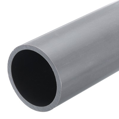 Unique Bargains Water Plumb DIY Crafts High Impact Rigid Round Pipes 8" Length ID 2.11" OD 2.48" Light Grey