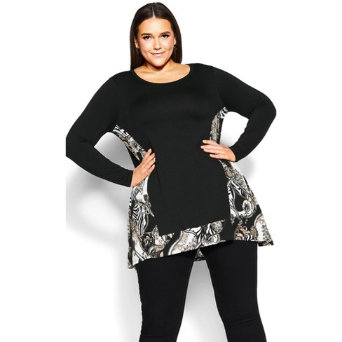 Women's Plus Size Elsa Print Tunic - Black | Avenue : Target