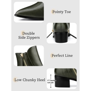 BLISSFUL STEP Women's Classic Low Heeled Pointy Toe Short Ankle Booties - 1 of 3