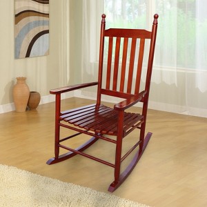 FONTOI Wooden Rocking Chair Porch, Wood Rocker Chairs with High Back, Widen Seat and Armrests for Home Garden, Brown, 24.5"*42.25"*32.9" - 1 of 4