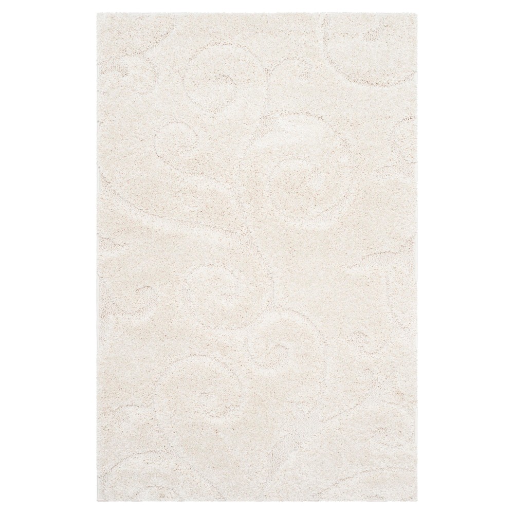 3'3inx5'3in Abstract Shag/Flokati Loomed Accent Rug Cream - Safavieh