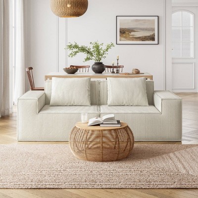 Modular Sofa With Oversized Sleeper Conversion, Cloud Velvet Couch Set With Deep Seats And Wide Armrests For Living Room-Maison Boucle