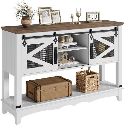 WhizMax Entryway Table with Storage, Farmhouse Foyer Table, Wooden Console Table for Living Room & Dining Room & Hallway 46.5" * 32.7" * 14.1"