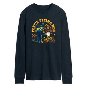 Men's - Pete the Cat - Piping Hot Coffee Long Sleeve Graphic T-Shirt - 1 of 4