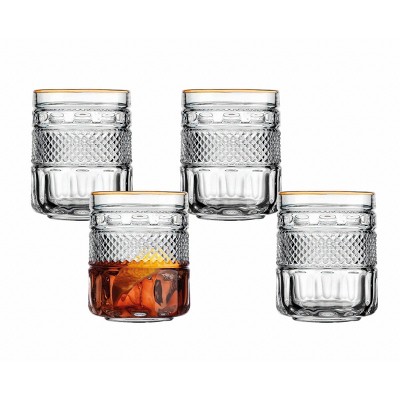 12oz 4pk Crystal Juniper Gold Rim Highball Glasses - Godinger Silver :  Target