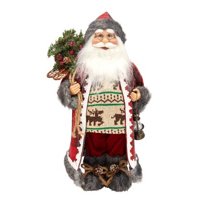 Season's Designs Christmas 18In (45Cm) Standing Santa In Red Plaid