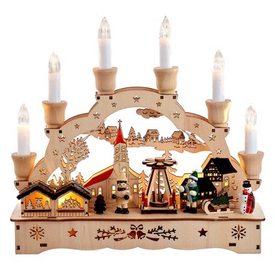 Kurt Adler 10.25-inch Wooden Led Light-up Musical Motion Christmas 