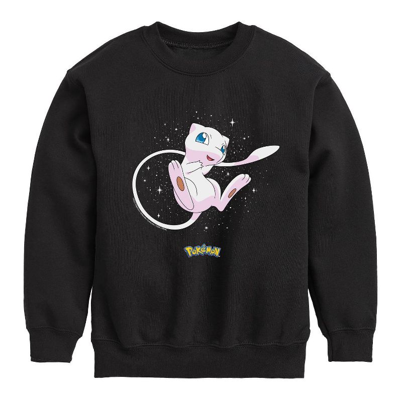 Boys' Pokemon Starry Mew Fleece Pullover Sweatshirt - Black, 1 of 3
