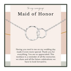 HOPE LOVE SHINE Maid of Honor Necklace 2 Ring Gold / Silver – Wedding Day Gift from Bride, Thank You Jewelry for Her - 1 of 4