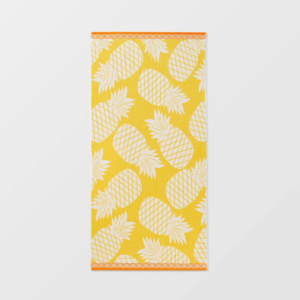Photos - Towel XL Jacquard Pineapple Beach  Yellow - Sun Squad™