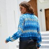 Womens Argyle Knit Sweater Cardigan Cropped Batswing Sleeve Color Block Christmas Festive Cardigan Nordic Sweater Caridgan Front Button Sweater Shrugs - 2 of 4