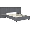 XIYUYEU Full/Queen Upholstered Platform Bed Frame with Oversized Velvet Headboard and 2 Shelves,Wood Slats Support,No Box Spring Needed,Easy Assembly - 4 of 4