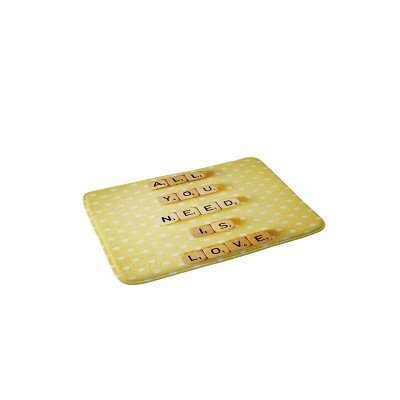 Happee Monkee All You Need Is Love Memory Foam Bath Mat Typography Yellow - Deny Designs