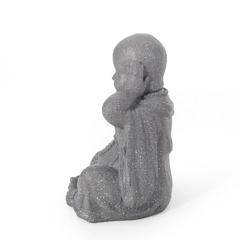 Harrod Outdoor Hear No Evil Monk Garden Statue - Stone Gray - Christopher Knight Home, Cast Concrete, Intricate Detail, Weather-Resistant, 5 of 11
