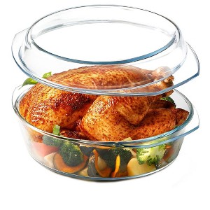 Itopfox Round Glass Casserole Dish with Lid, 4QT Large Microwave Safe Bowl for Cooking, Baking, and Serving, Dishwasher Safe - 1 of 4