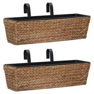 vidaXL Railing Balcony Deck Planter with Inner Pots, 2 pcs Water Hyacinth - 1 of 4