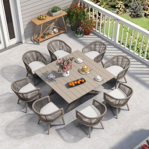 PURPLE LEAF Patio Dining Set All-Weather Wicker Aluminium Outdoor Table and Chairs Set for Backyard Decor Kitchen Modern Furniture Set - 1 of 4