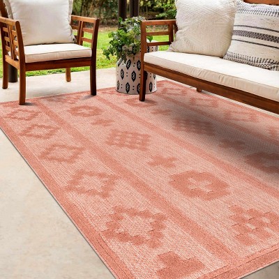 Hiro 6'7" x 9' Orange Polypropylene Outdoor Rug