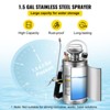 VEVOR 1.5Gal Stainless Steel Sprayer, Set with 16\" Wand& Handle& 3.3FT Reinforced Hose, Hand Pump Sprayer with Pressure Gauge&Safety Valve, Silver - 4 of 4