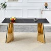 Marble Patterned Dining Table,Dining Table With Slabs Tabletop And Stainless Steel Butterfly Legs,Rectangular Dining Table-Cuddlewood - 3 of 4