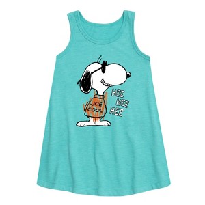 - Peanuts - Joe Cool Hee Hee Hee Graphic Sleeveless Aline Dress - 1 of 4